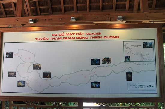 Được phát hiện năm 2005, động Thiên Đường vừa được đưa vào hoạt động tháng 9/2010. Theo Hiệp hội nghiên cứu hang động Hoàng gia Anh quốc, động có chiều dài 31,4 km, chiều rộng dao động từ 30 đến 100m, nơi rộng nhất 150m, chiều cao từ đáy lên trần động khoảng 60m.